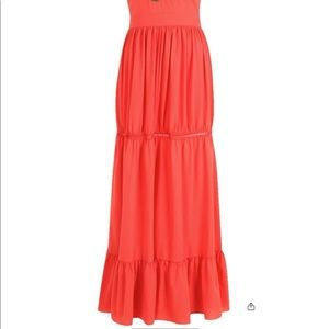 Embroidered ruffle hem maxi dress